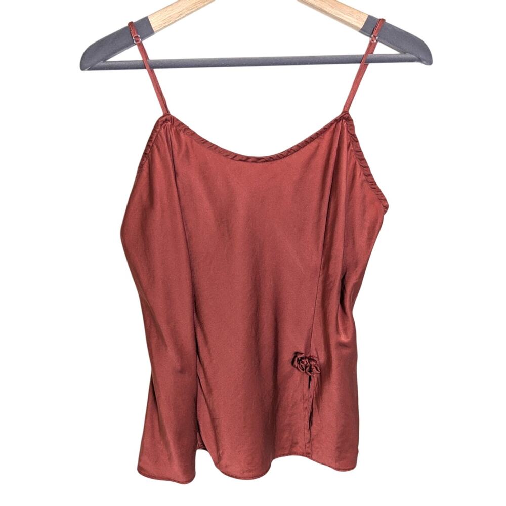 VTG Victoria's Secret Gold Label 100% Silk Rose Red Cami Women M Coquette Y2K
